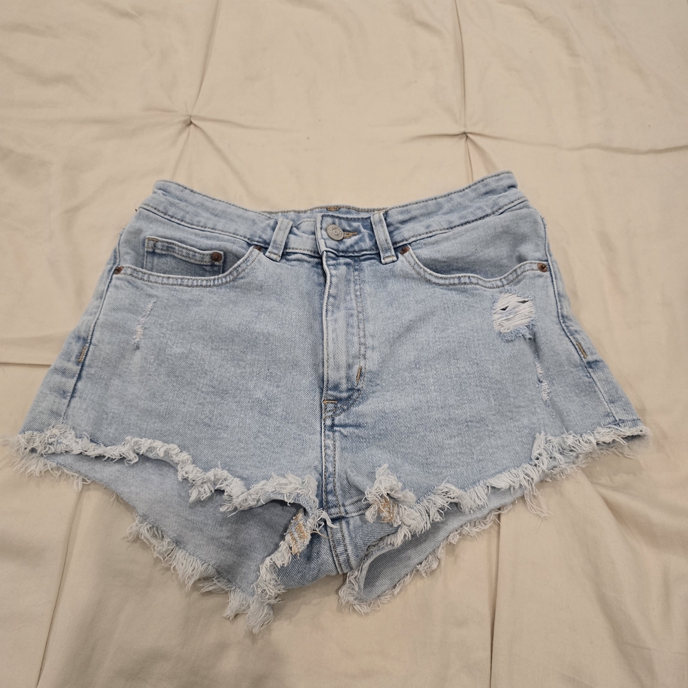 H&M Light Blue Frayed Denim Shorts
